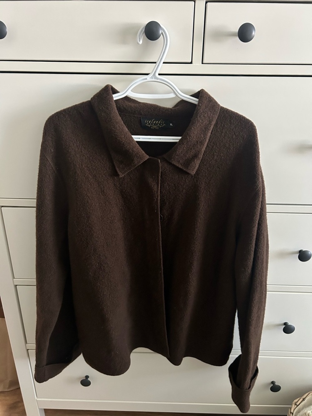 Icelandic Design Dark Brown Collared Wool-Blend Jacket